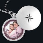 Purple Scrapbook Decorative Custom Photo Locket Necklace<br><div class="desc">Scrapbook style photo frame with purple flower detail. Upload your favorite photo.</div>