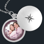 Purple Scrapbook Decorative Custom Photo Locket Necklace<br><div class="desc">Scrapbook style photo frame with purple flower detail. Upload your favorite photo.</div>