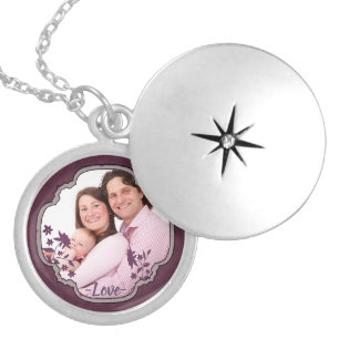 Purple Scrapbook Decorative Custom Photo Locket Necklace