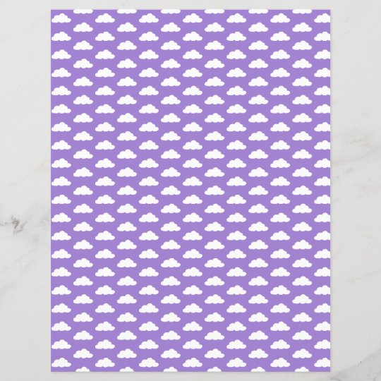 Purple scrapbook paper with white clouds