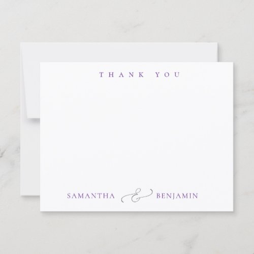 Purple Script Ampersand Couple Thank You Card