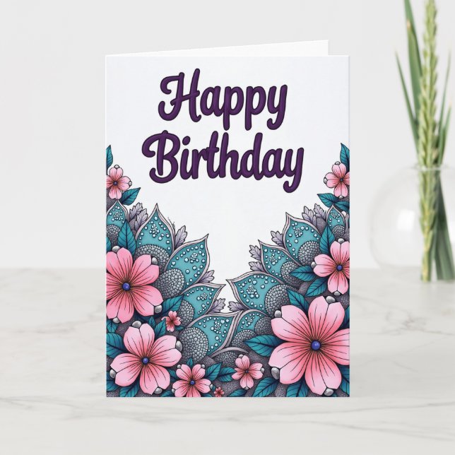 Purple Script Birthday Card (Front)