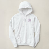 Purple Script Embroidered Monogram Embroidered Hoodie