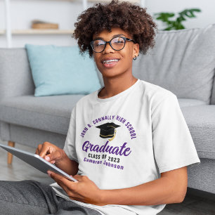 Purple Script Graduate Personalized Graduation T-Shirt