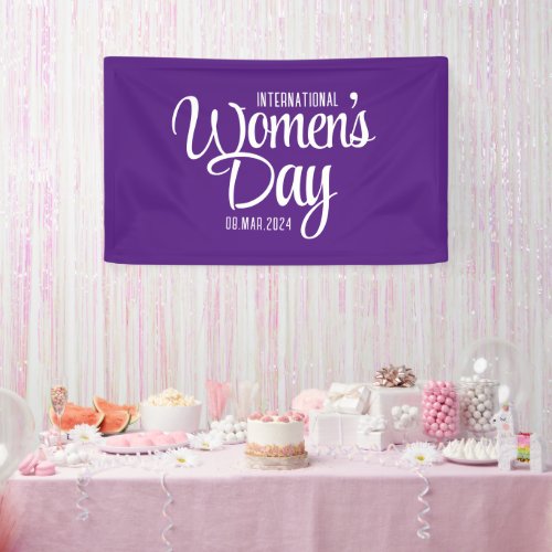 Purple Script International Womens Day March 8 Banner