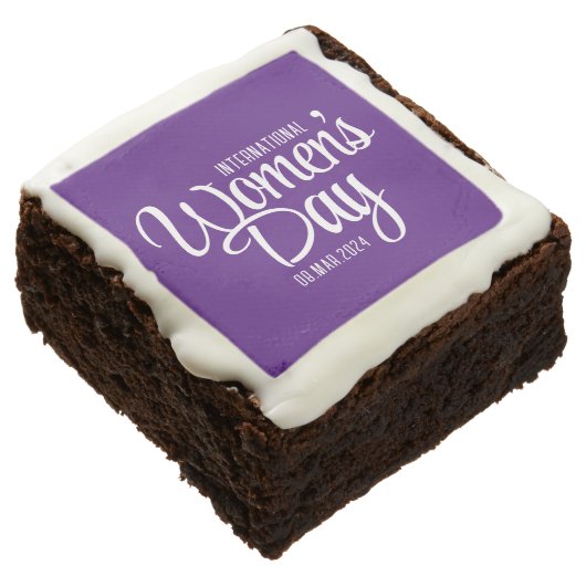 Purple Script International Women's Day March 8 Brownie (Angled)