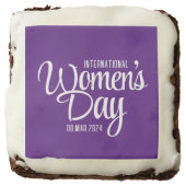 Purple Script International Women's Day March 8 Brownie (Front)