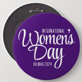 Purple Script International Women's Day March 8 Button