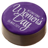 Purple Script International Women's Day March 8 Chocolate Covered Oreo (Angled)