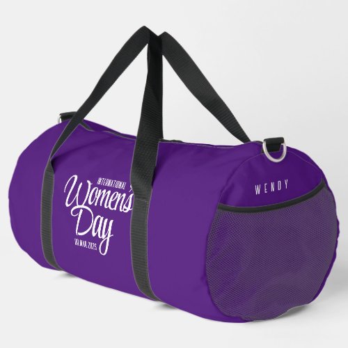 Purple Script International Womens Day March 8 Duffle Bag