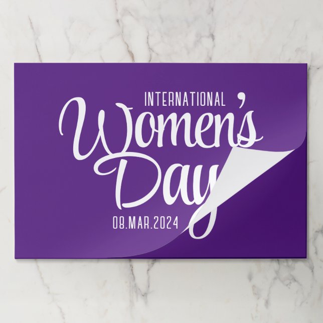Purple Script International Women's Day March 8 Paper Pad (Folded)
