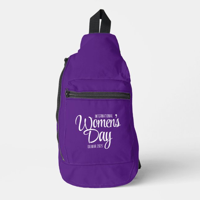 Purple Script International Women's Day March 8 Sling Bag (Front)