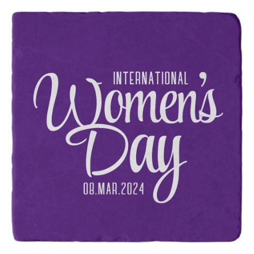 Purple Script International Womens Day March 8 Trivet