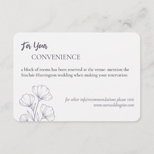 Purple Script Line Art Details Card