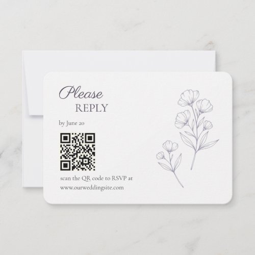 Purple Script Line Art RSVP Card