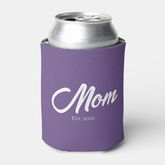 Purple Script Mom Established Can Cooler (Can Front)