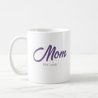 Purple Script Mom Established Coffee Mug