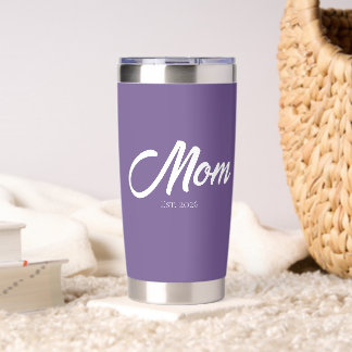 Purple Script Mom Established Insulated Tumbler