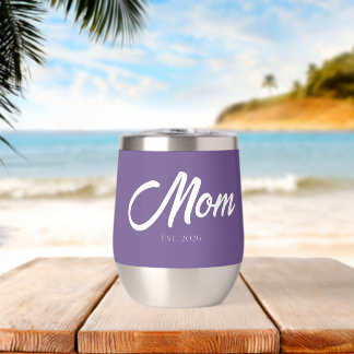Purple Script Mom Established Thermal Wine Tumbler