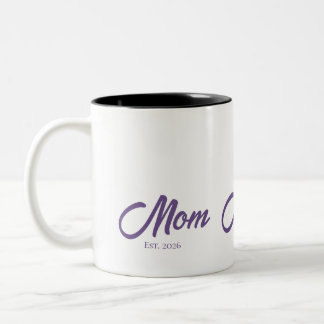 Purple Script Mom Established Two-Tone Coffee Mug