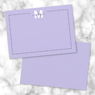 Purple Script Name Monogram Note Card