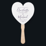 Purple Script Wedding Ceremony Heart Hand Fan<br><div class="desc">This stylish wedding program can be personalized with your special wedding day information featuring chic modern typography. Designed by Thisisnotme©</div>