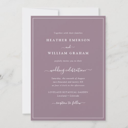Purple Script Wedding Invitation