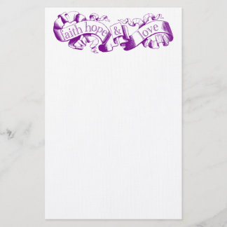 Purple Scroll 1 Corinthians 13 Wedding Stationery