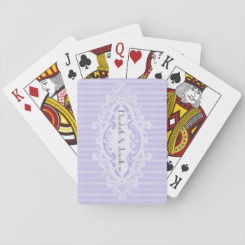 Purple Scrolls And Ribbons Wedding Playing Cards by grnidlady at Zazzle