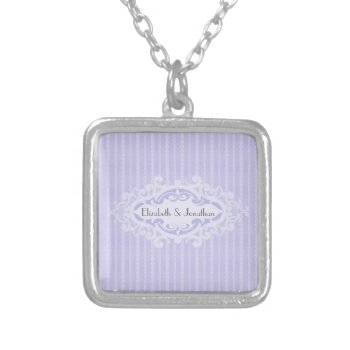 Purple Scrolls And Ribbons Wedding Silver Plated Necklace by grnidlady at Zazzle