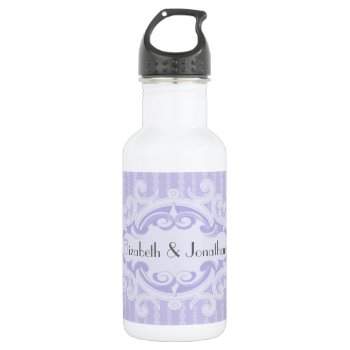 Purple Scrolls And Ribbons Wedding Stainless Steel Water Bottle by grnidlady at Zazzle