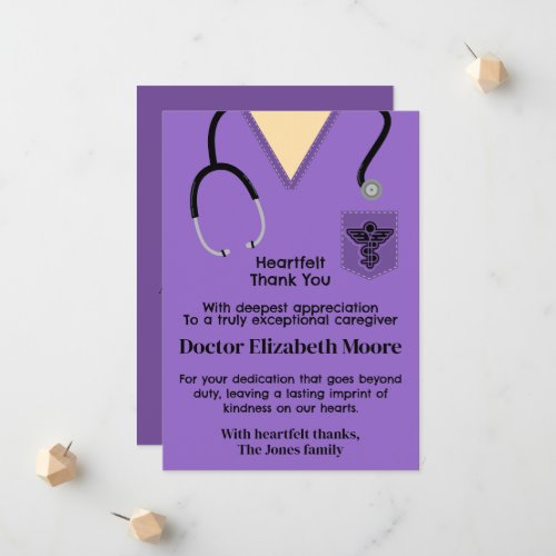 Purple Scrubs Nurse Thank You Card