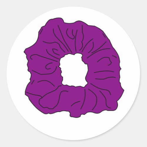 purple scrunchie classic round sticker