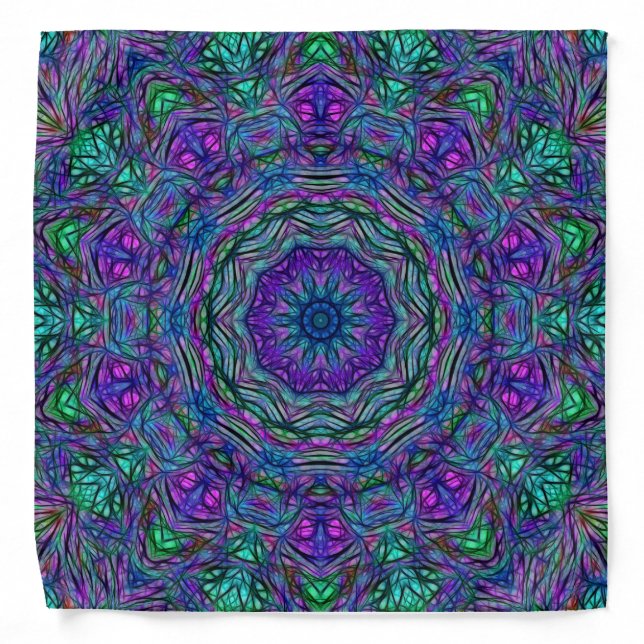 Purple Sea Green kaleidoscope Bandana (Front)