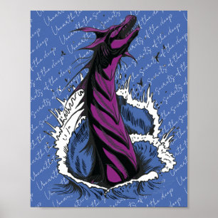 Purple Sea Monster Serpent Ocean Waves Poster