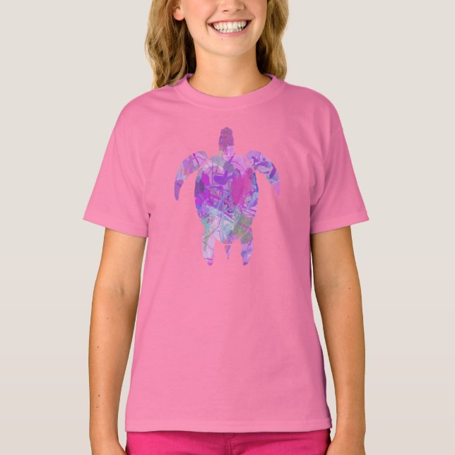 PURPLE SEA TURTLE with PAINT DESIGN  T SHIRT (Front)