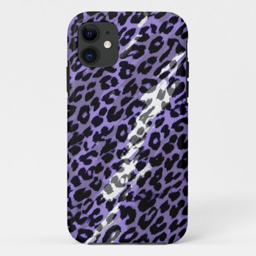 Purple seamles animal print texture of leopard iPhone 11 case