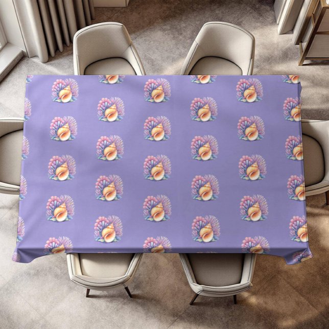 Purple Seashell Beach Party Tablecloth (Creator Uploaded)