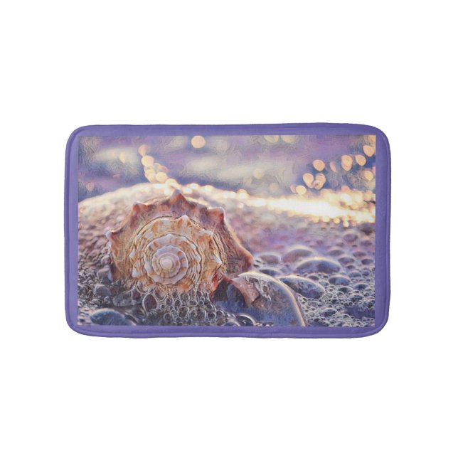 Purple seashell in the sea painting bath mat (Front)