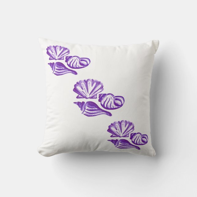 Purple Seashells Throw Pillow (Front)