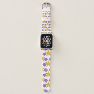 Purple Seashells Yellow Starfish Marine Life Apple Watch Band