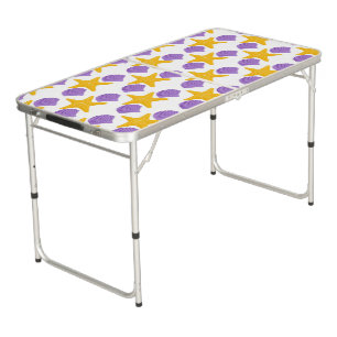 Purple Seashells Yellow Starfish Marine Life Beer Pong Table