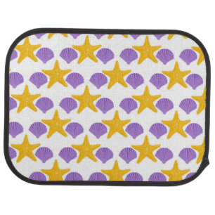 Purple Seashells Yellow Starfish Marine Life Car Floor Mat