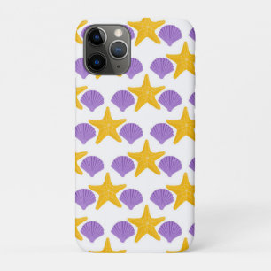 Purple Seashells Yellow Starfish Marine Life iPhone 11 Pro Case