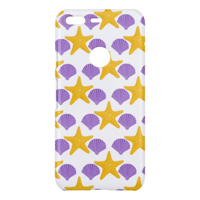 Purple Seashells Yellow Starfish Marine Life Uncommon Google Pixel Case (Back)