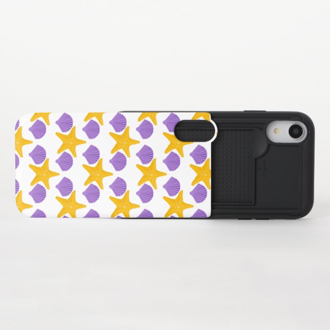 Purple Seashells Yellow Starfish Marine Life Uncommon iPhone Case (Open)