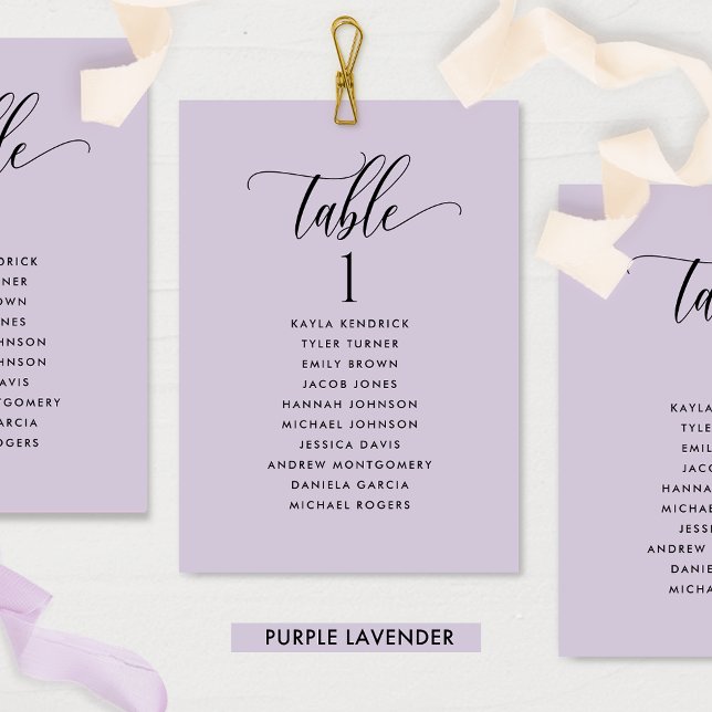Purple Seating Plan Cards with Guest Names  (Creator Uploaded)