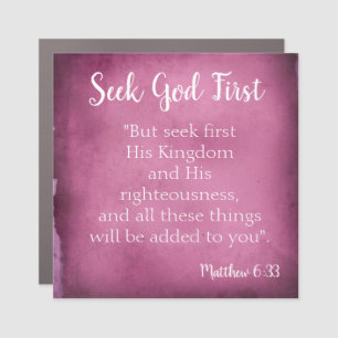 Purple Seek God first Car Magnet