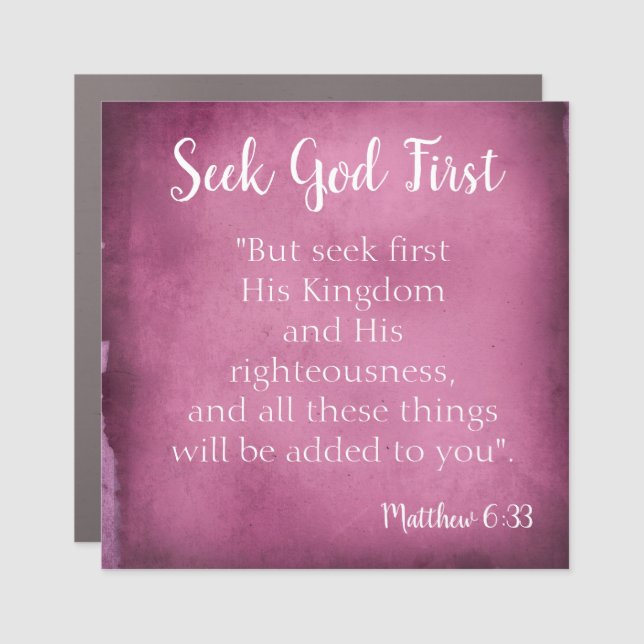 Purple Seek God first Car Magnet (Front)