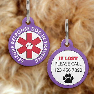Purple Seizure Response Dog In Training Pet ID Tag